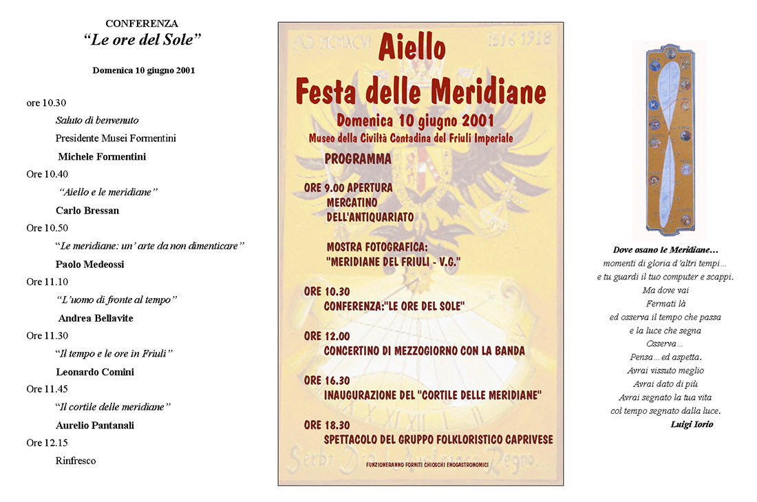 Conferenza "Le ore del Sole" nel contesto della Festa delle Meridiane 2001 ad Aiello del Friuli