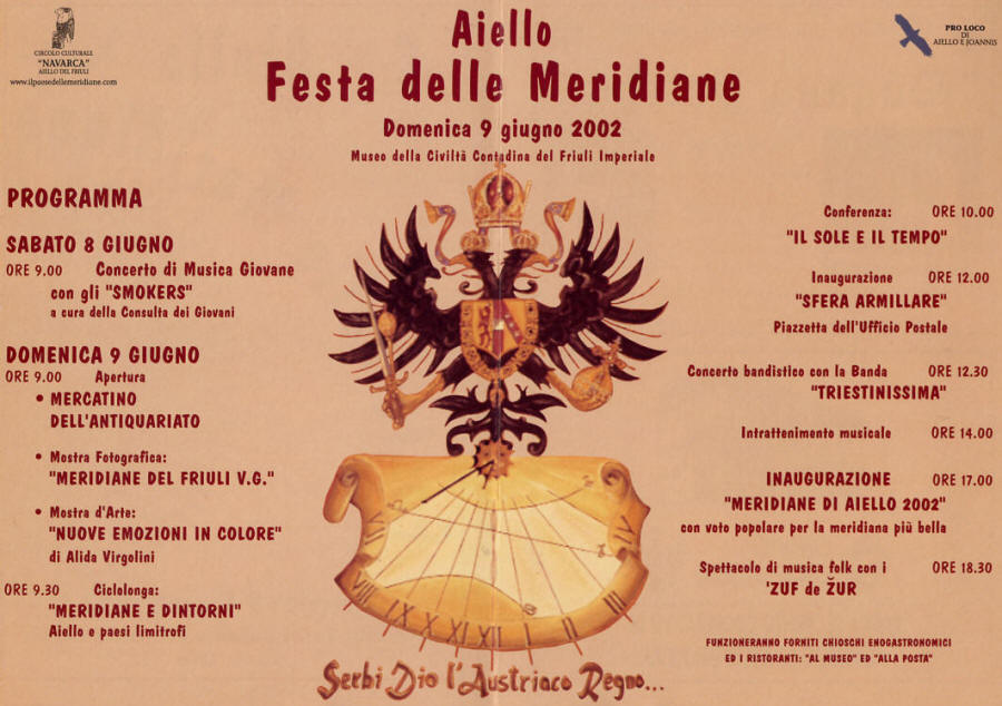 Programma della Festa delle Meridiane 2002 ad Aiello del Friuli