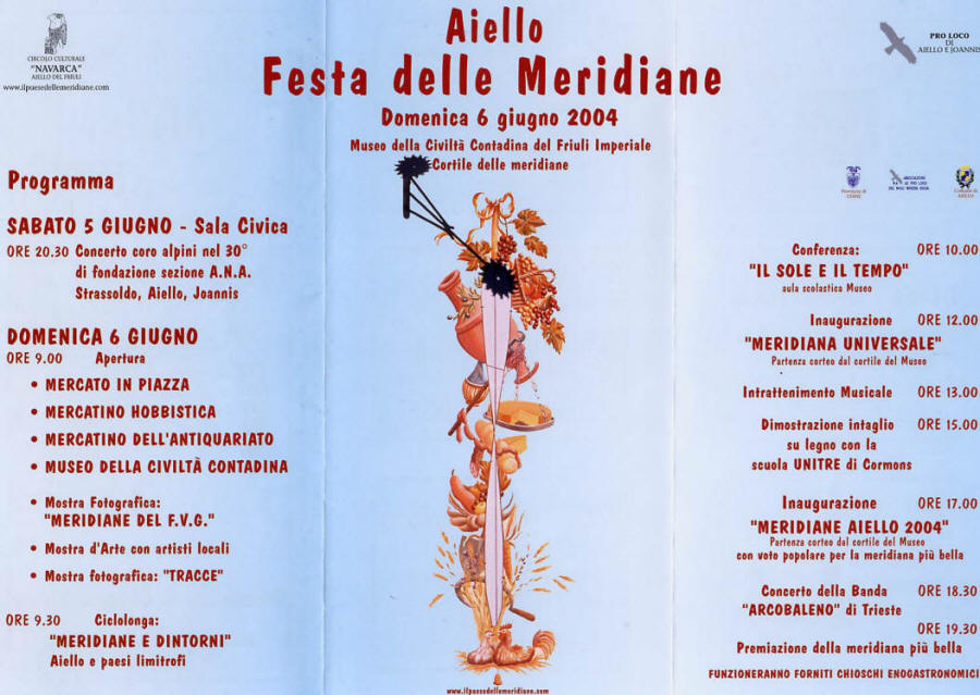 Programma della Festa delle Meridiane 2004 ad Aiello del Friuli