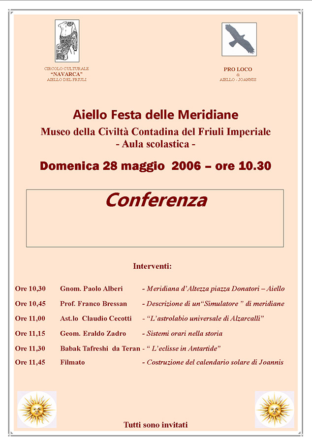 Conferenza sulle meridiane nel contesto della Festa delle Meridiane 2006 ad Aiello del Friuli