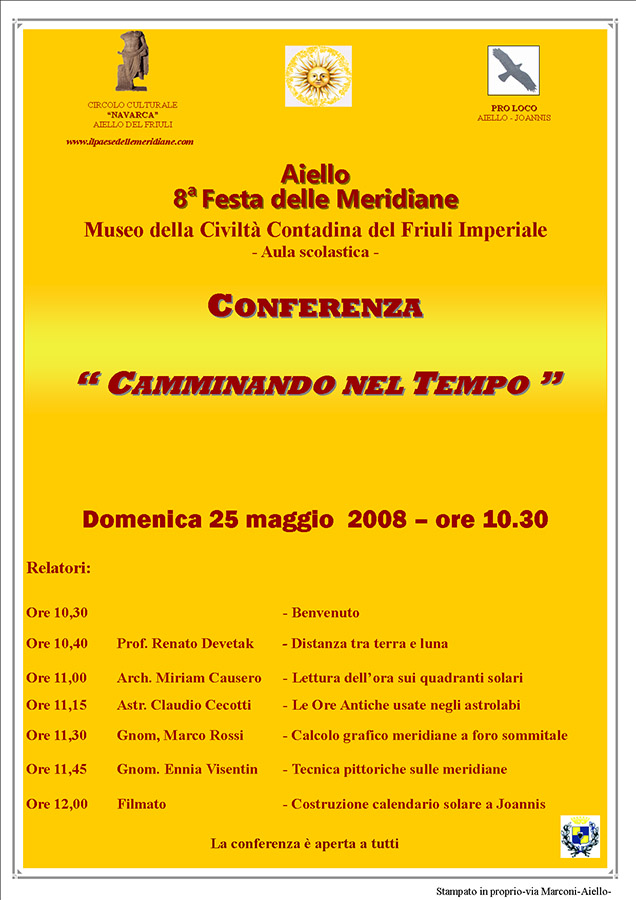 Conferenza "Il Sole e il Tempo" nel contesto della Festa delle Meridiane 2008 ad Aiello del Friuli