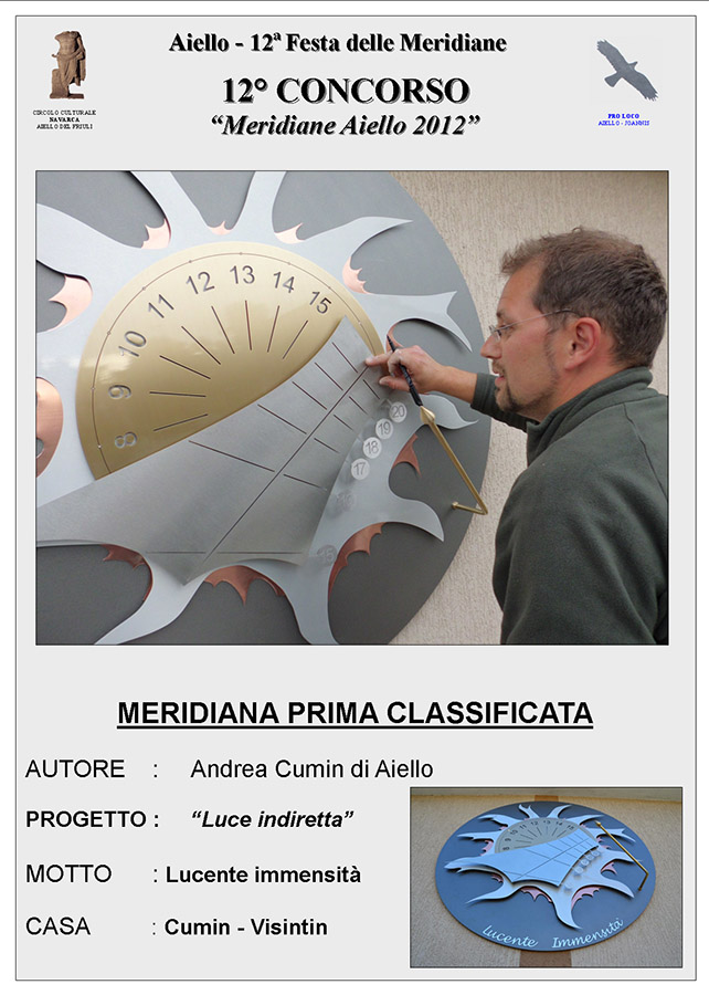 Prima meridiana classificata al concorso "Meridiane Aiello 2012": casa Cumin - progetto "Luce indiretta" di Andrea Cumin