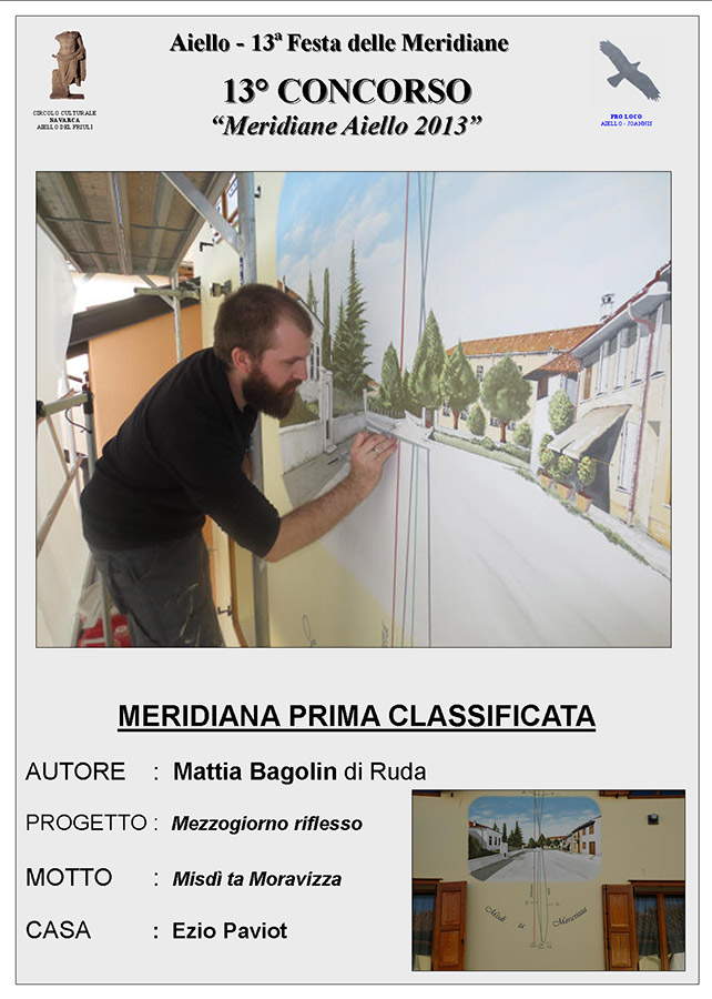 Prima meridiana classificata al concorso "Meridiane Aiello 2013": casa Pavio - progetto "Mezzogiorno riflesso" di Mattia Bagolin
