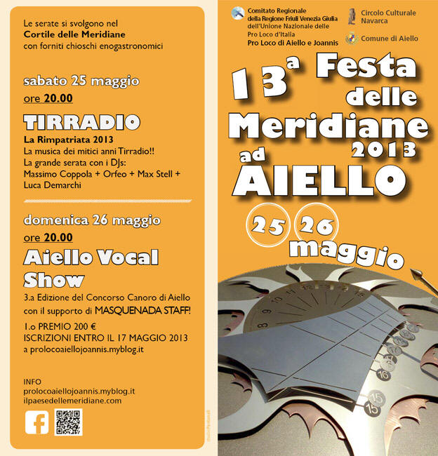 Depliant con programma della Festa delle Meridiane 2013 ad Aiello del Friuli