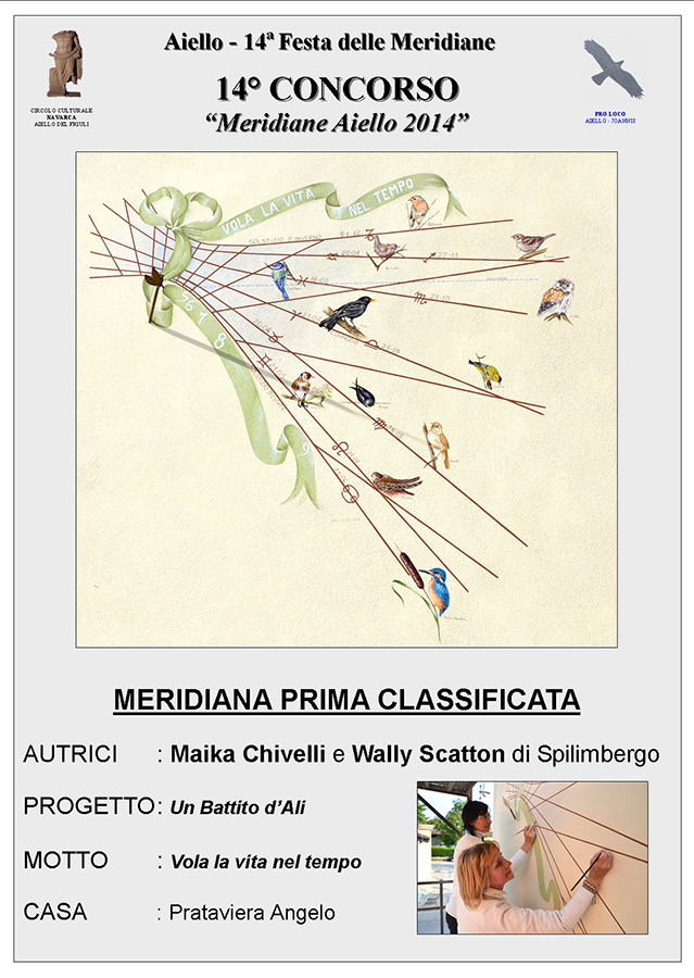 Prima meridiana classificata al concorso "Meridiane Aiello 2014": casa Prataviera -  progetto "Un battito d'ali" di Maika Chivelli e Wally Scotton