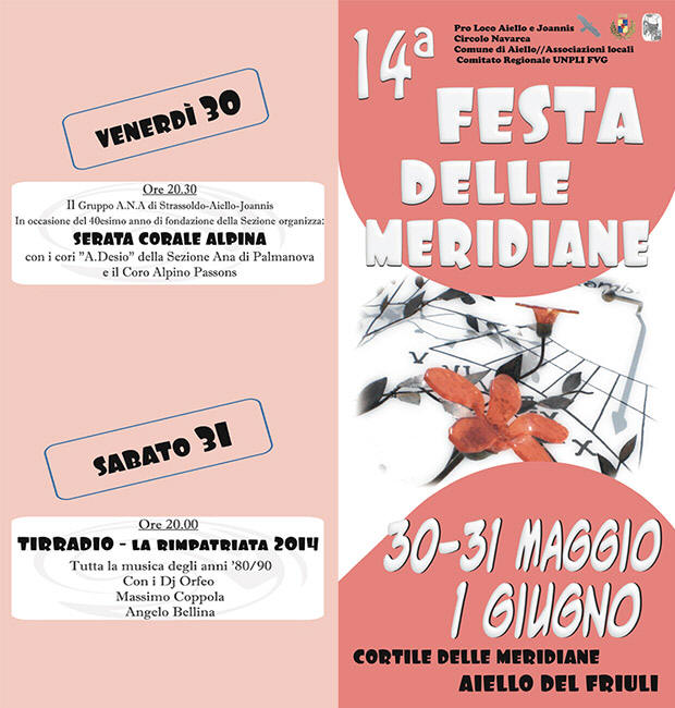 Depliant con programma della Festa delle Meridiane 2014 ad Aiello del Friuli