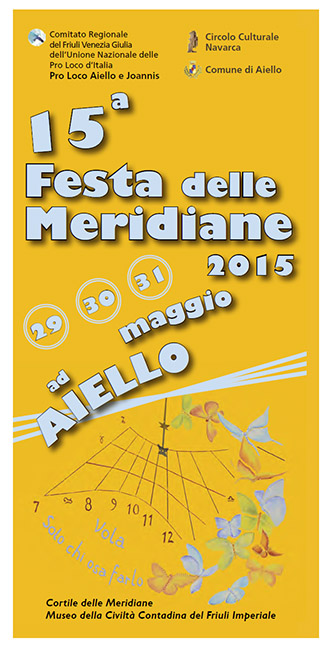 Fronte depliant della Festa delle Meridiane 2015 ad Aiello del Friuli