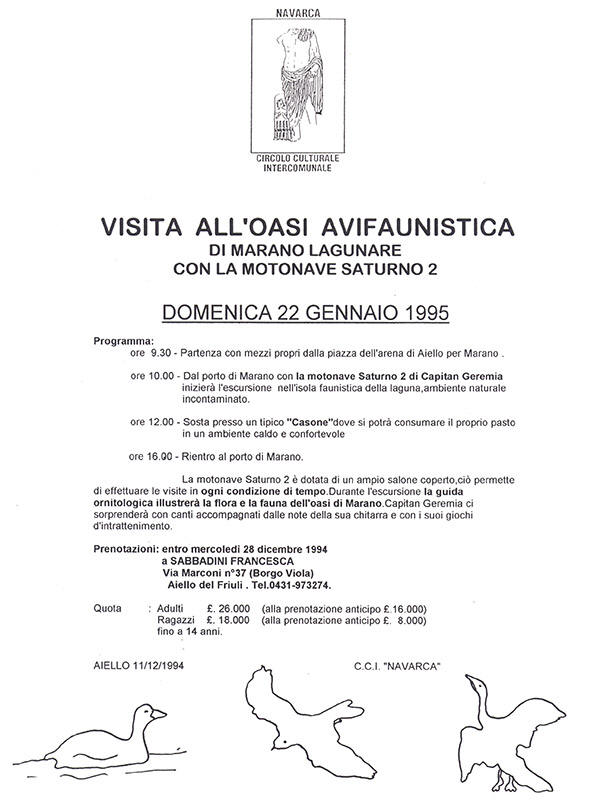 Iniziativa del 22 gennaio 1995: Visita all'oasi avifaunistica di Marano Lagunare