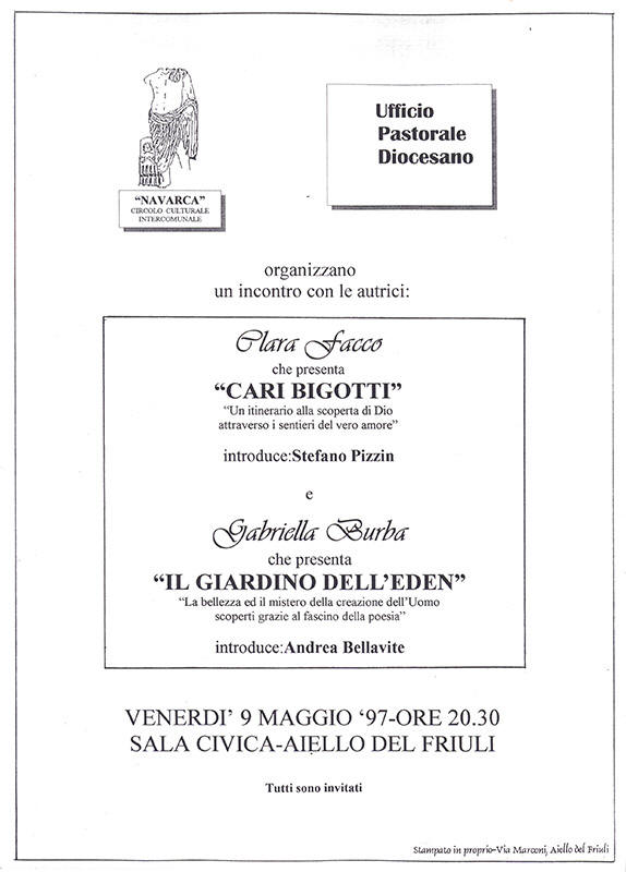 Iniziativa del 9 maggio 1997: Serata d'autore con Clara Facco e Gabriella Burba 
