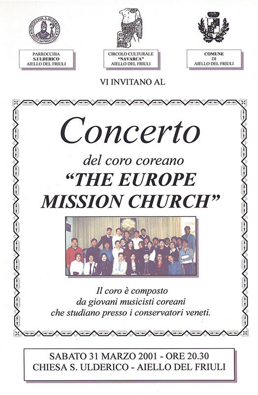 Iniziativa del 31 marzo 2001: Concerto con il coro coreano "The Europe Mission Church"