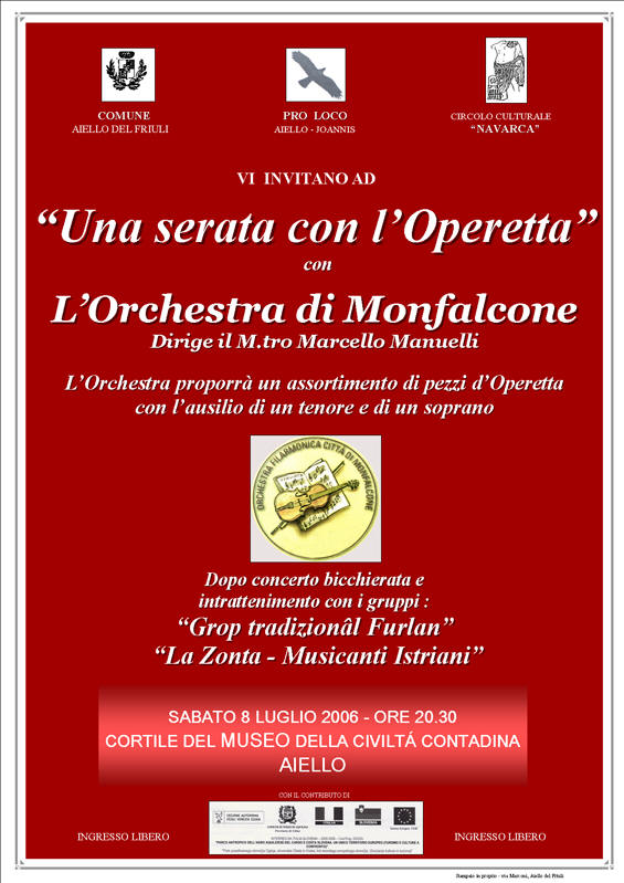 Iniziativa dell 8 luglio 2006: concerto con l'orchestra di Monfalcone