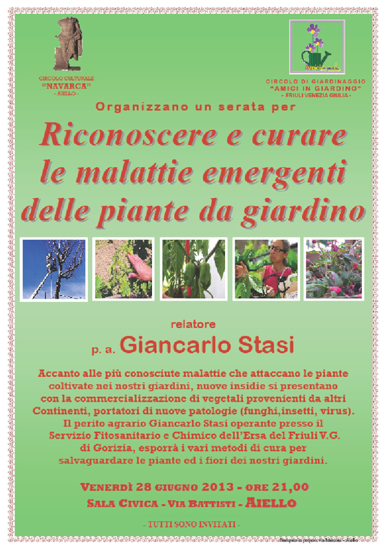 Iniziative del 28 giugno 2013: Riconoscere e curare le malattie emergenti delle piante da giardino