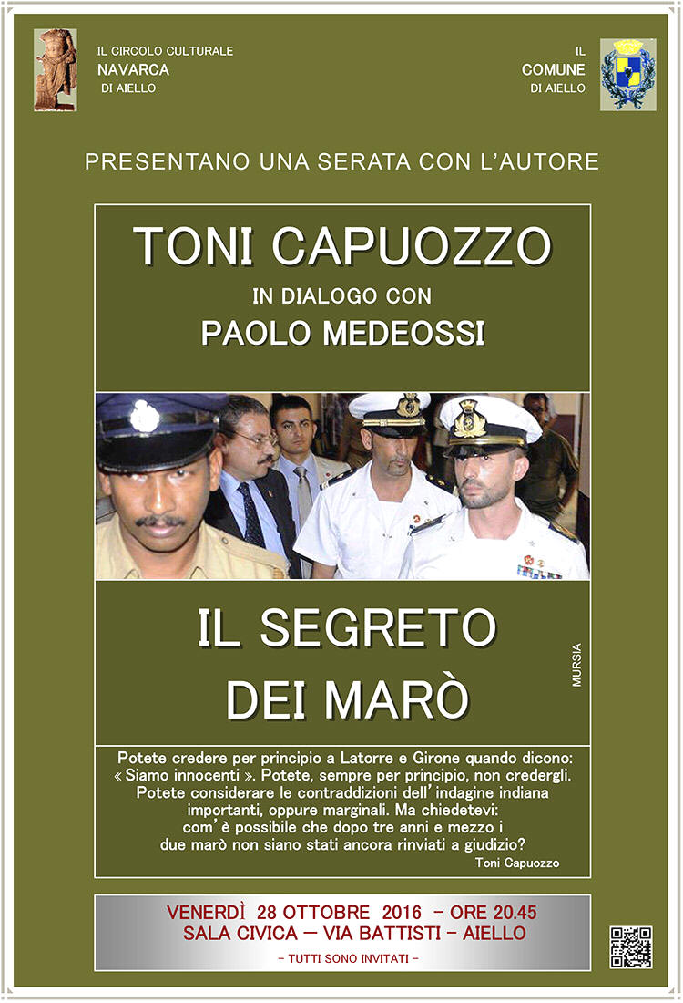 Iniziativa del 28 ottobre 2016: "Il segreto dei mar" con Toni Capuozzo in dialogo con Paolo Medeossi