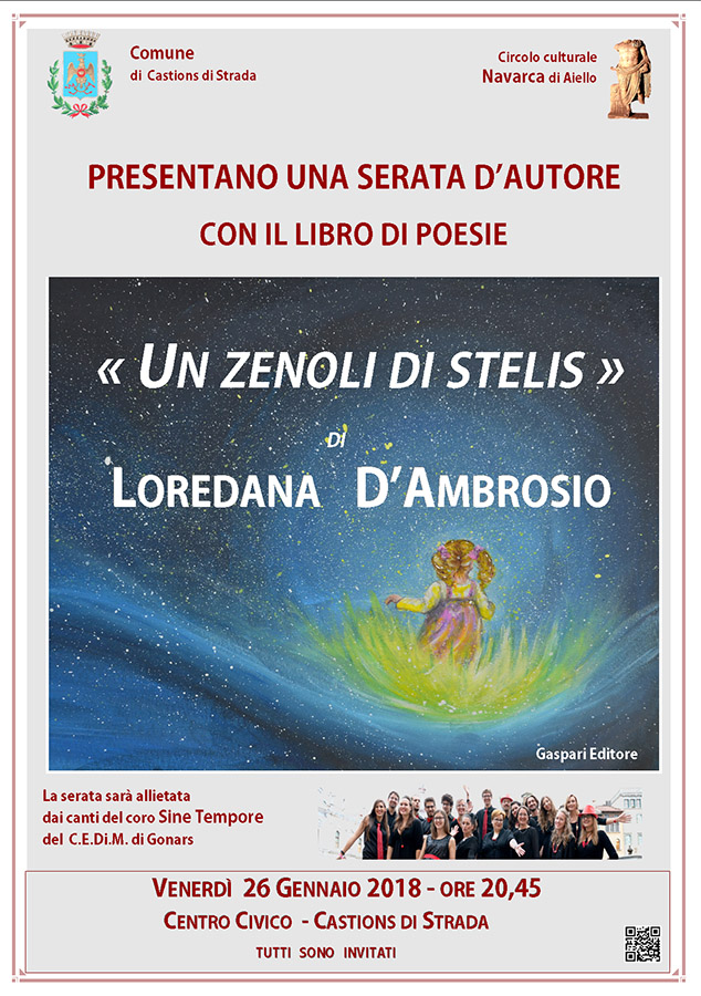Iniziativa del 26 gennaio 2018: presentazione del libro di poesie "Un zenoli di stelis" di Loredana D'Ambrosio 