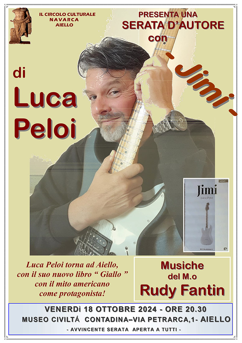 Iniziativa del 18 ottobre: serata d'autore con Luca Peloi e presentazione del libro "Jimi" 