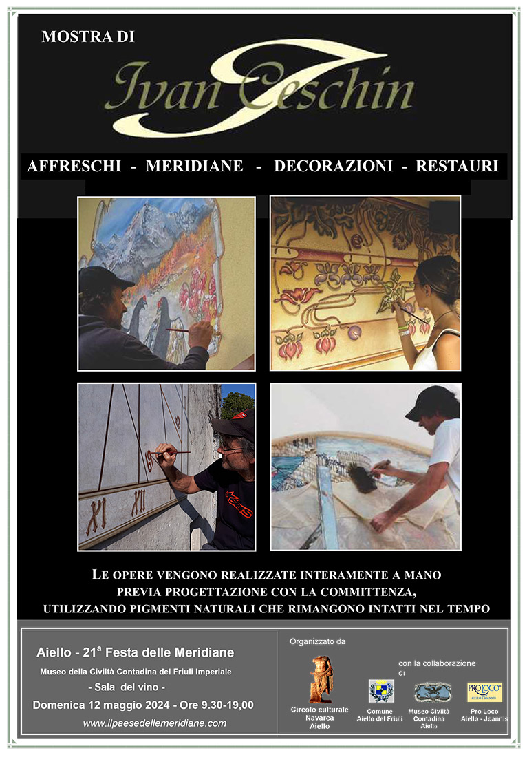 Iniziativa del 12 maggio 2024: mostra di Ivan Ceschin sugli affreschi, meridiane, decorazioni e restauri